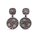 One of a Kind Smooth Imperial jasper Smooth Strawberry Quartz and Diamond 0.20ct Earring in Sterling Silver with 18K Gold Adam