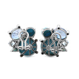 One of a Kind Blue Topaz Smooth Turquoise Hand Carved Turquoise Turquoise Swiss Blue Topaz and Diamond 0.18ct Earring in Sterling Silver with 18K Gold Adam