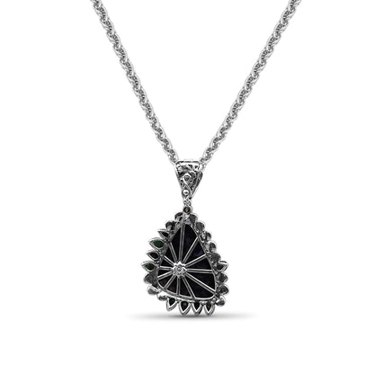One of a Kind Drusy Emerald Small Seeds Silver Pearl and Diamonds 0.11ct Pendant in Sterling Silver with 18K Gold Adam