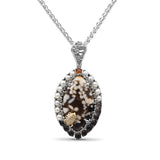 One of a Kind Smooth Peanut Wood Orange Sunstone Smooth Smoky Quartz White Pearl and Diamond 0.11ct Pendant in Sterling Silver with 18K Gold Diamond Pave Adam