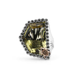 One of a Kind Lemon Citrine and Champagne Diamond 0.45ct Ring in Sterling Silver with 18K Gold Adam