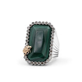 One of a Kind Malachite and Champagne Diamond 0.61ct Ring in Sterling Silver with 18K Gold Adam