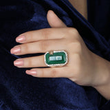 One of a Kind Malachite and Champagne Diamond 0.61ct Ring in Sterling Silver with 18K Gold Adam