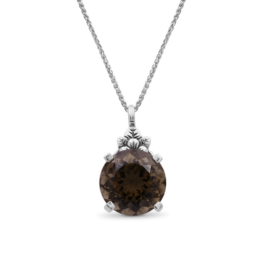Garden Of Stephen Smokey Quartz Top Faceted Cone Pendant in Sterling Silver
