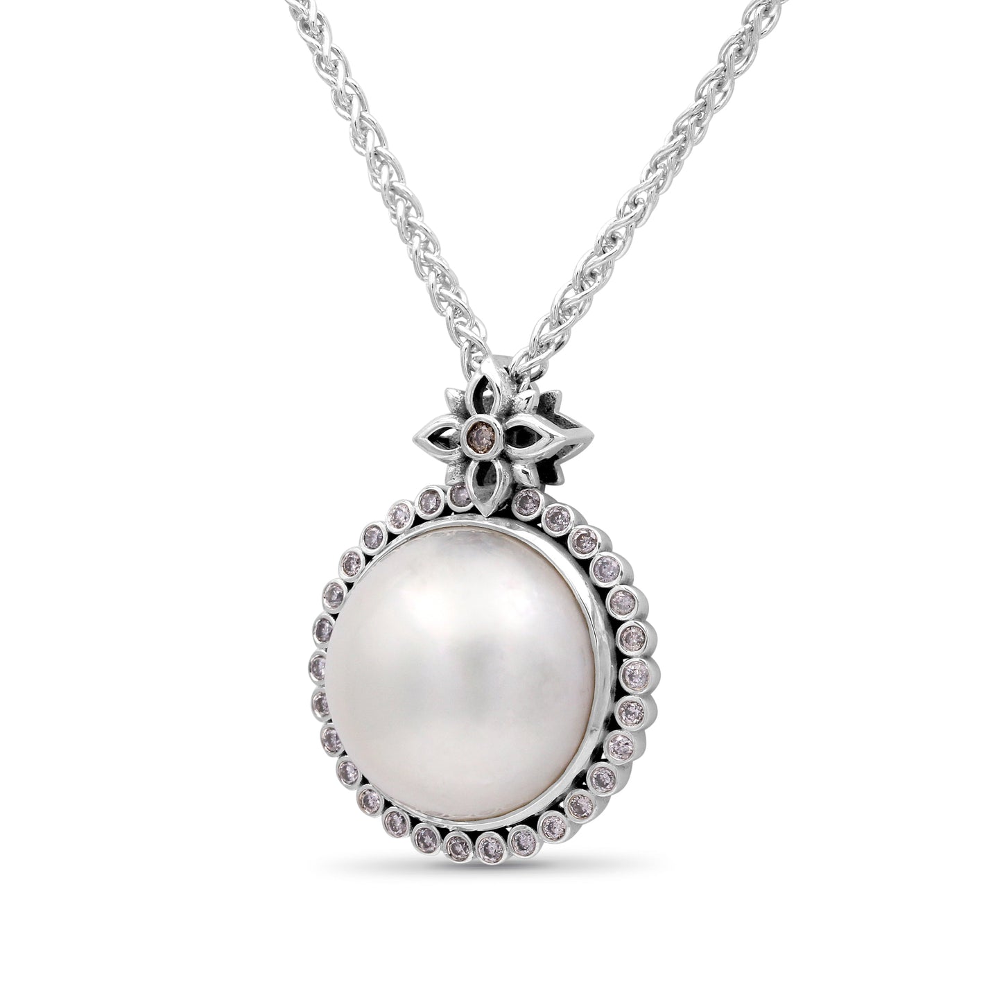 Pearlicious 15.00MM White Pearl Pendant in Sterling Silver with 18K Gold
