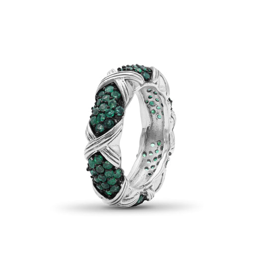 Garden of Stephen Emerald Pave Ring in Sterling Silver