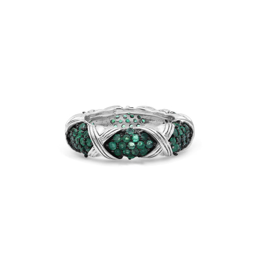 Garden of Stephen Emerald Pave Ring in Sterling Silver