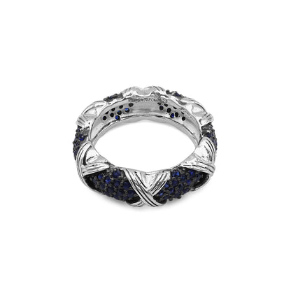 Garden of Stephen Blue Sapphire Pave Ring in Sterling Silver