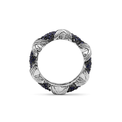 Garden of Stephen Blue Sapphire Pave Ring in Sterling Silver