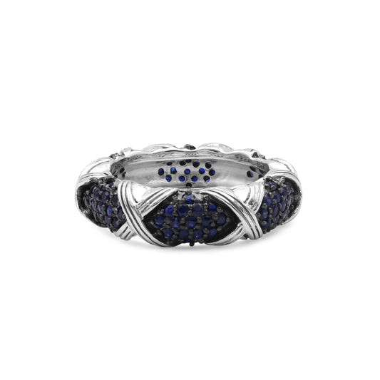 Garden of Stephen Blue Sapphire Pave Ring in Sterling Silver