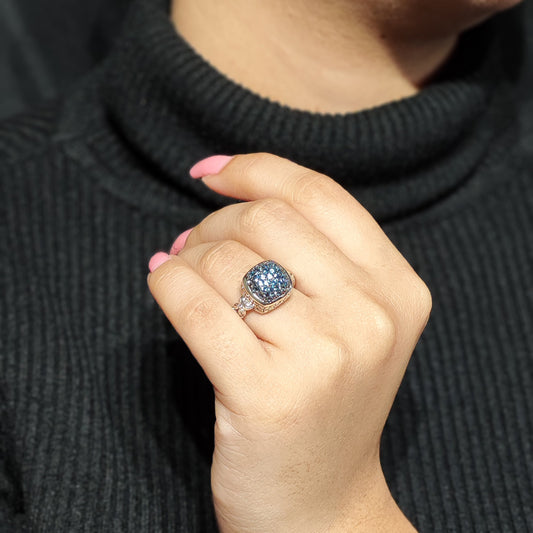 Garden of Stephen London Blue Topaz Ring in Sterling Silver