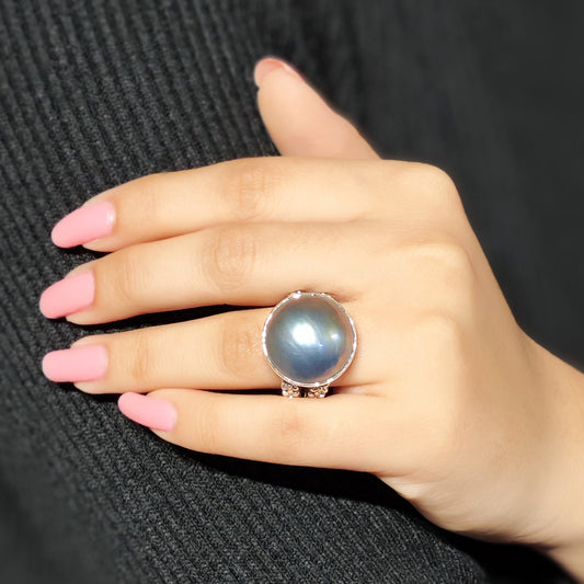 Pearlicious Silver Mabe Ring in Sterling Silver