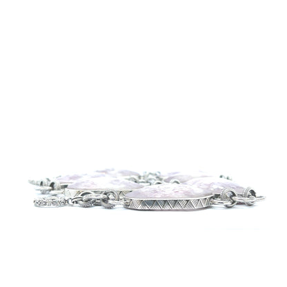 One of a Kind Faceted Natural Quartz and Lepidolite Mica Necklace in Sterling Silver with 18K Gold Diamond Pave Adam
