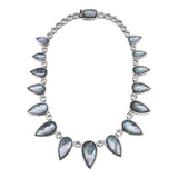 Crystal Quartz, Mother of Pearl, and Hematite Fan Necklace - Stephen Dweck Jewelry