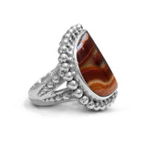 One of a Kind Bead Setting Ring with Red Agate in Sterling Silver