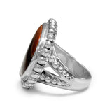 One of a Kind Bead Setting Ring with Red Agate in Sterling Silver