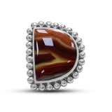 One of a Kind Bead Setting Ring with Red Agate in Sterling Silver