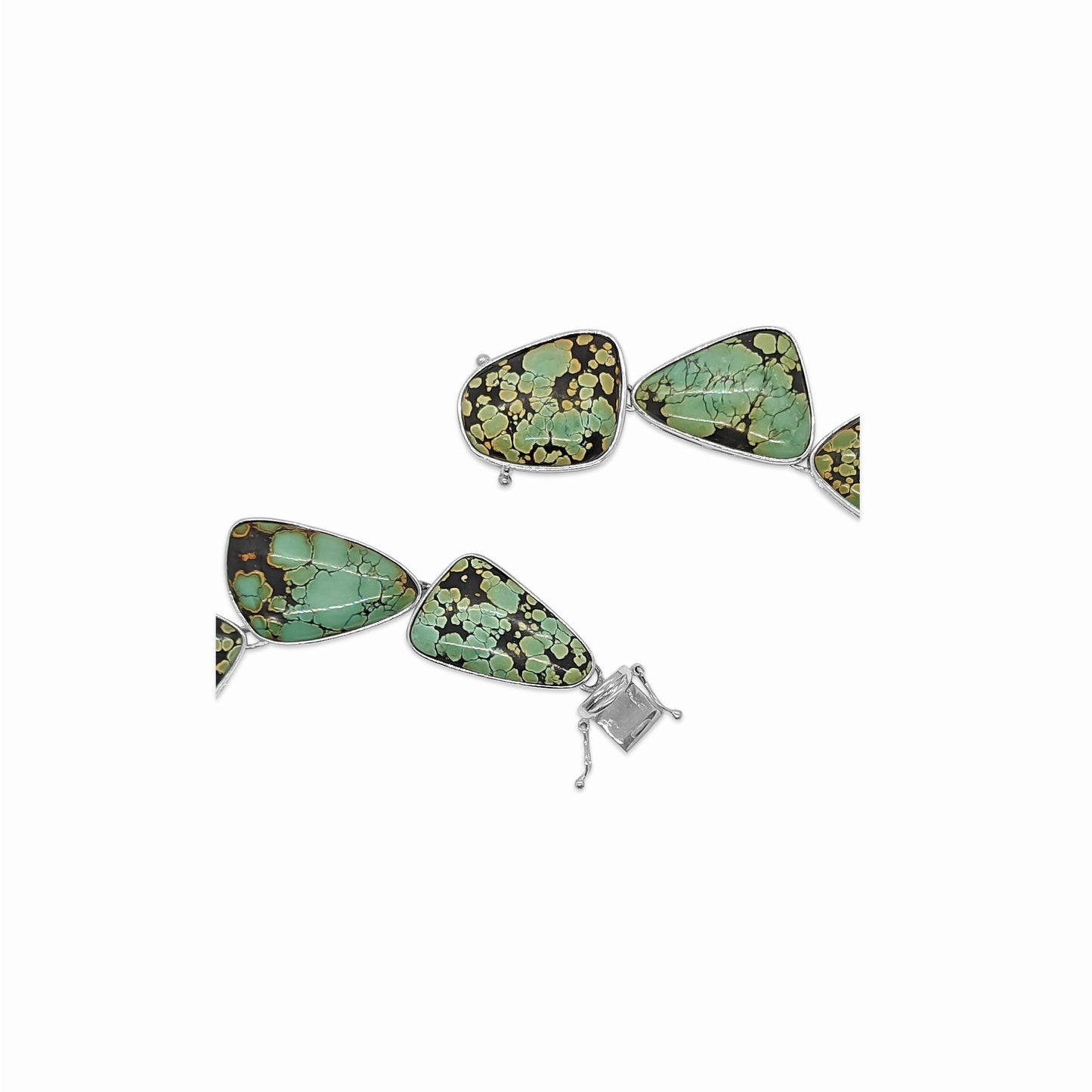 One of a Kind Tibetan Turquoise and Cognac Quartz Necklace in Sterling Silver with Adam