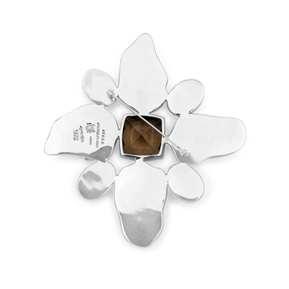 One of a Kind American Turquoise Natural Quartz Sunstone Smoky Quartz Maltes Pin in Sterling Silver with Adam