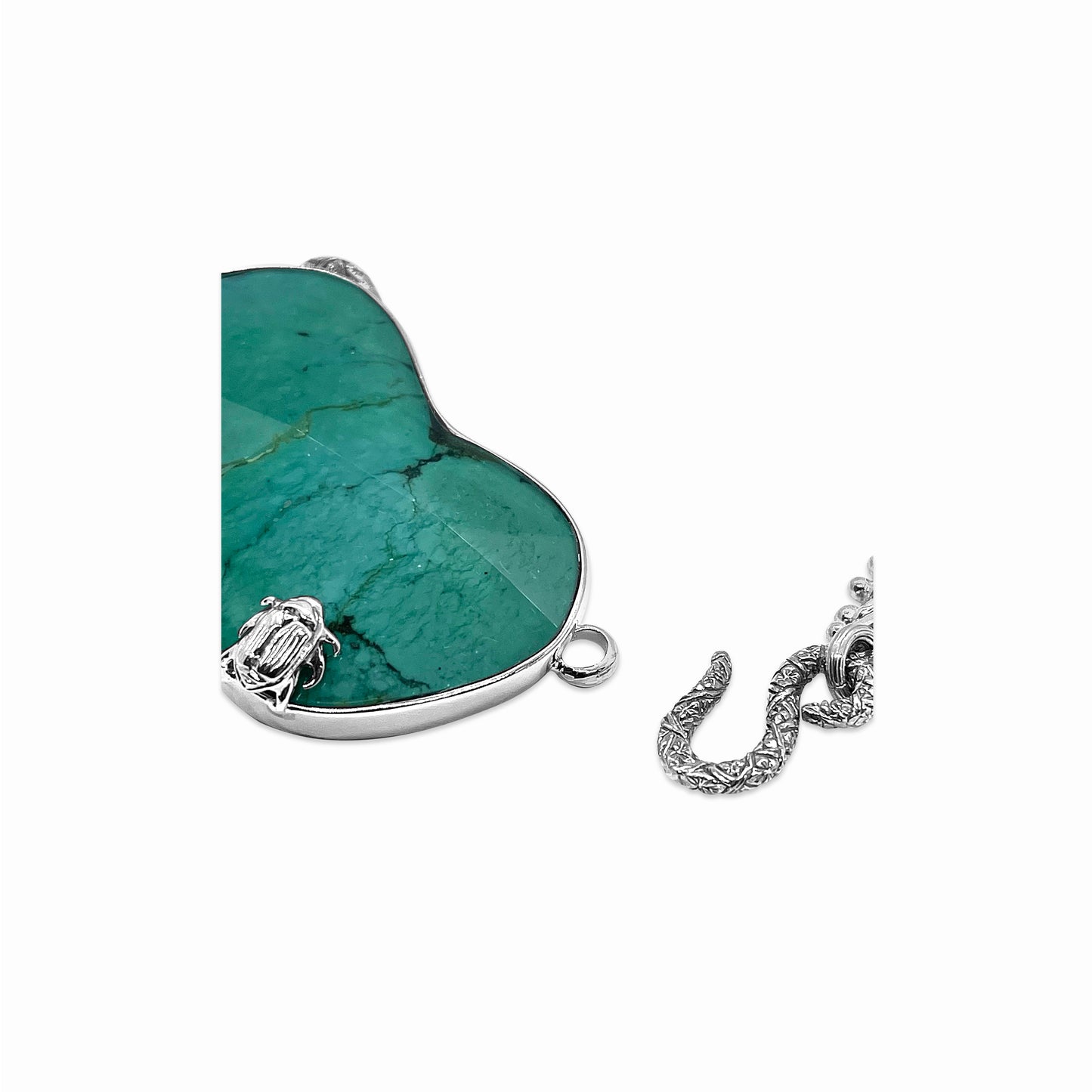 One of a Kind Faceted Crystal Qtz Over Turquoise Necklace in Sterling Silver