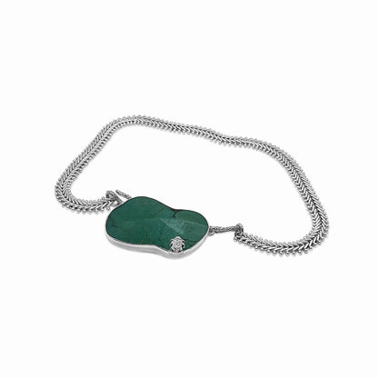 One of a Kind Faceted Crystal Qtz Over Turquoise Necklace in Sterling Silver