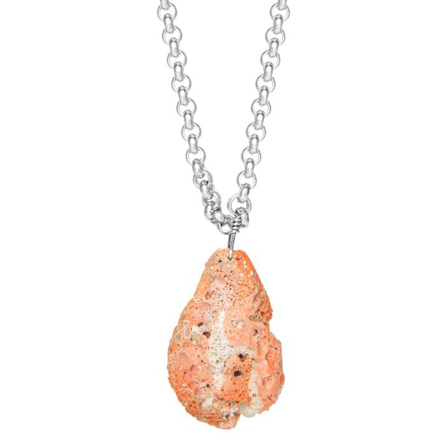 One of a Kind Coral Nugget Pendant in Sterling Silver