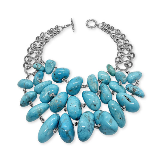 One of a Kind Turquoise Three Strand Necklace in Sterling Silver