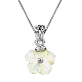 Colorbloom White Mother-of-Pearl Flower Pendant with Swiss Blue Topaz in Sterling Silver