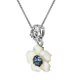 Colorbloom White Mother-of-Pearl Flower Pendant with Swiss Blue Topaz in Sterling Silver