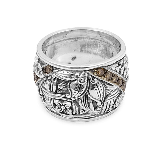 Stephen Dweck, Kyoto Collection, Kyoto, Black Diamond, White Diamond, Dimaonds, Sterling Silver, Engraved, Sterling