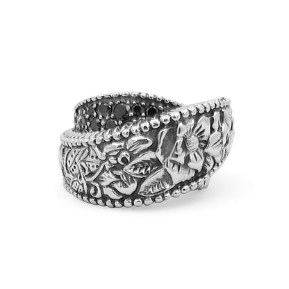 Stephen Dweck, Kyoto Collection, Kyoto, Black Diamond, White Diamond, Dimaonds, Sterling Silver, Engraved, Sterling