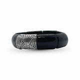 Garden of Stephen Black Agate Stretch Bracelet with Sterling Silver Sunray Engraved Grill
