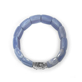 Garden of Stephen Blue Lace Agate Stretch Bracelet in Sterling Silver