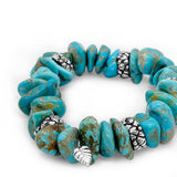 Garden of Stephen Turquoise Nugget Stretch Bracelet in Sterling Silver