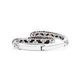 Garden of Stephen Faceted Garnet Open and Close Bangle in Sterling Silver