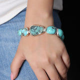 Garden of Stephen Turquoise 137ct and Druzy 20ct Bracelet in Sterling Silver