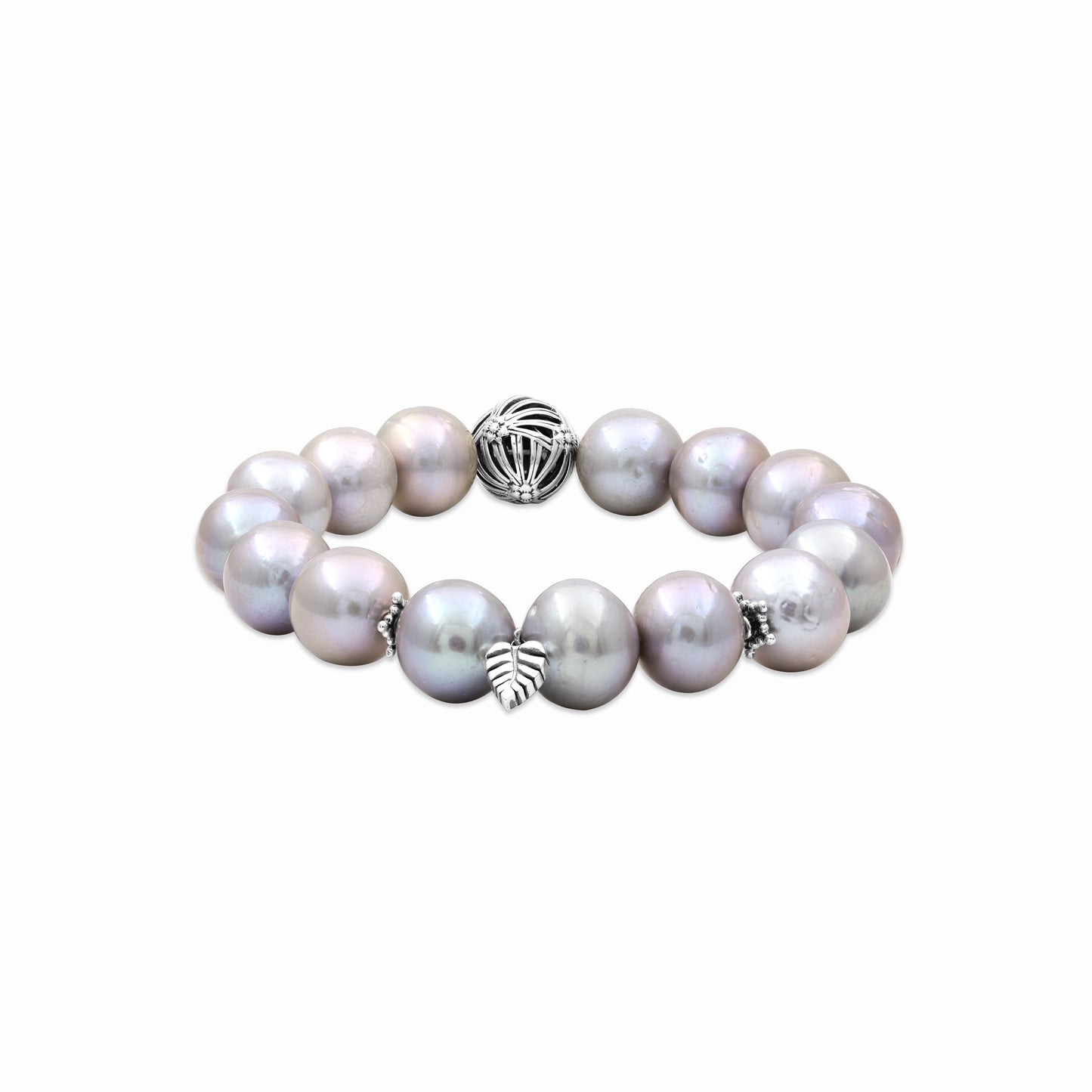 Pearlicious Silver Baroque Pearl Bracelet with Sterling Silver Sunray Details