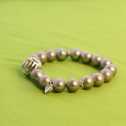 Pearlicious Silver Baroque Pearl Bracelet with Sterling Silver Sunray Details