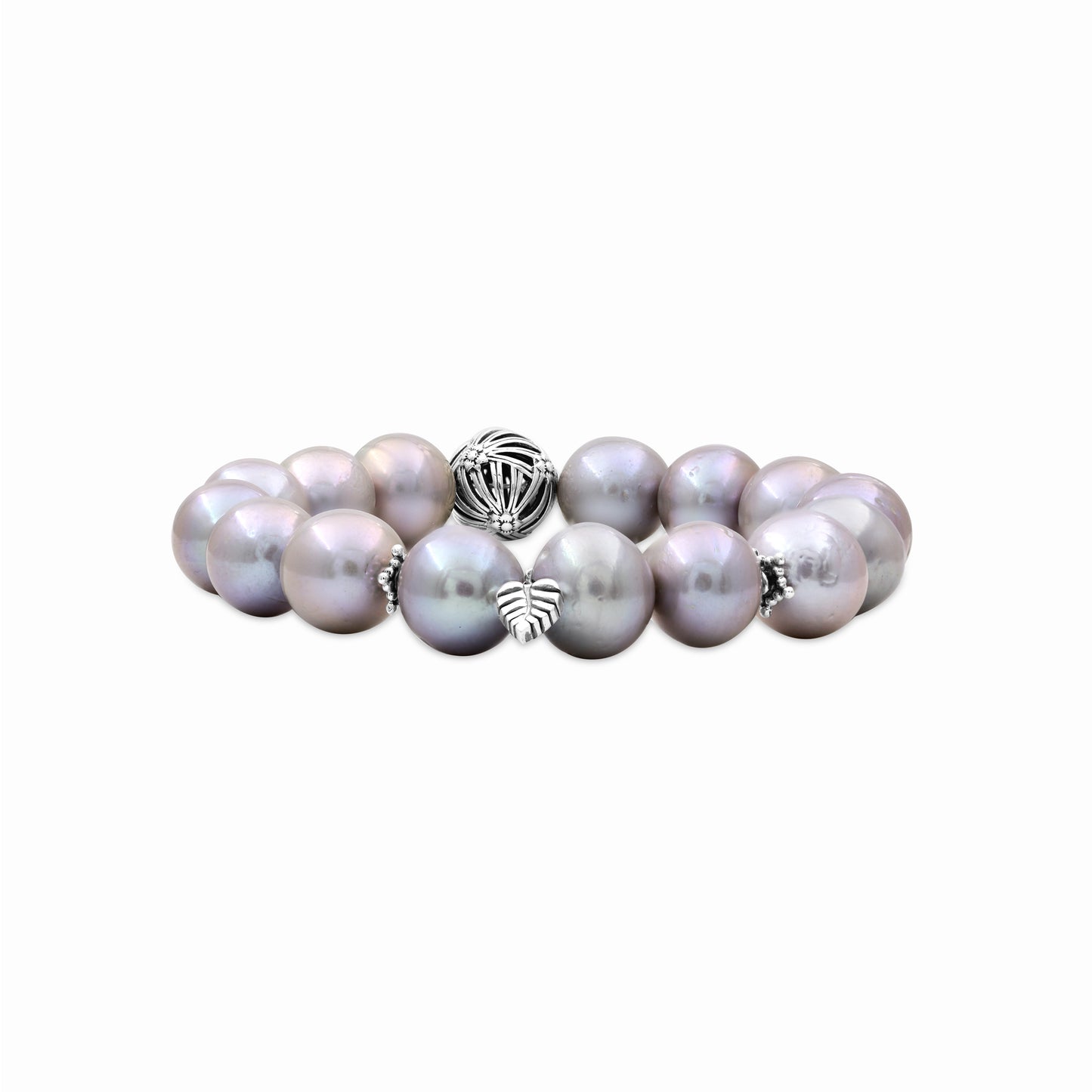 Pearlicious Silver Baroque Pearl Bracelet with Sterling Silver Sunray Details