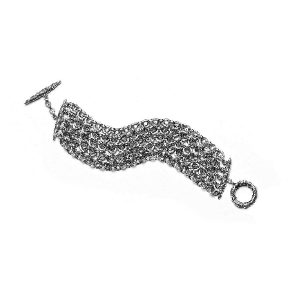 Orogento 6 Strand Hand Weave Sterling Silver Bracelet