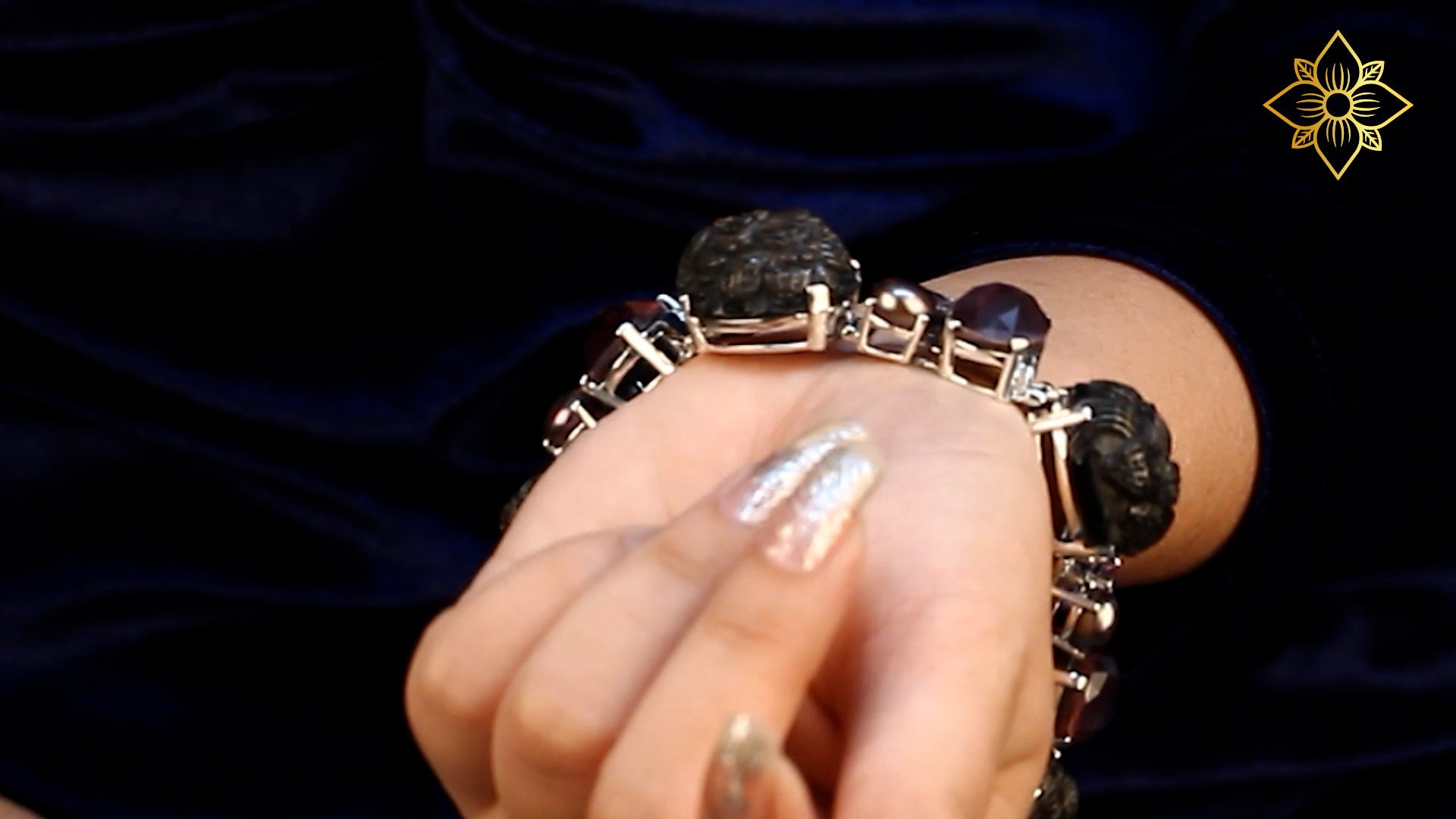 Hand Carved Black Tahitian Mother of Pearl Amethyst Pearls Natural