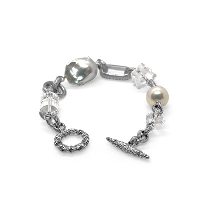 Terraquatic Natural Quartz and Pearl Bracelet in Sterling Silver