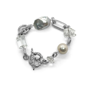 Terraquatic Natural Quartz and Pearl Bracelet in Sterling Silver