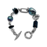 Terraquatic Black Agate and Pearl Bracelet in Sterling Silver