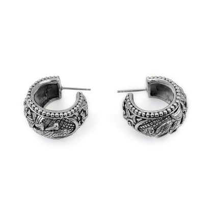 Kyoto Hand Manipulated and Signature Engraved Sterling Silver Earrings