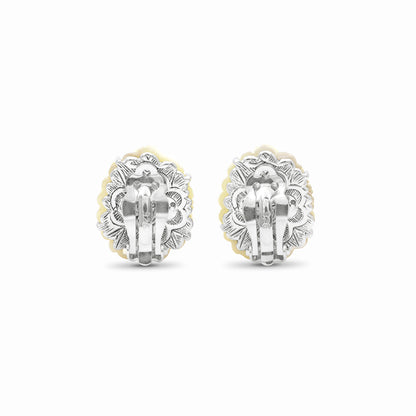 Carventurous Hand Carved Mother of Pearl Earrings in Sculpted Sterling Silver