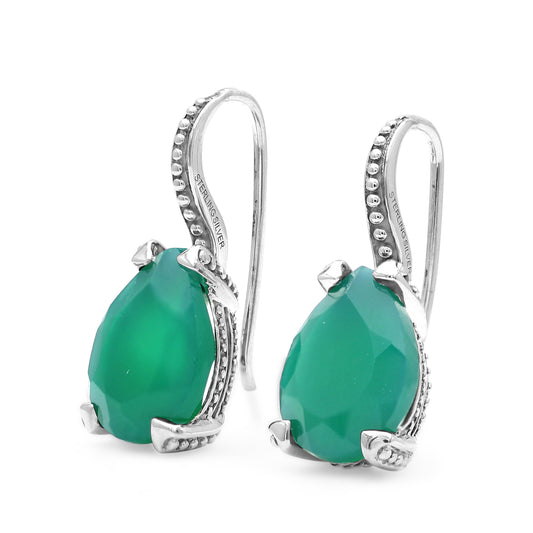 Garden of Stephen 10.45ct Green Onyx Earrings in Sterling Silver