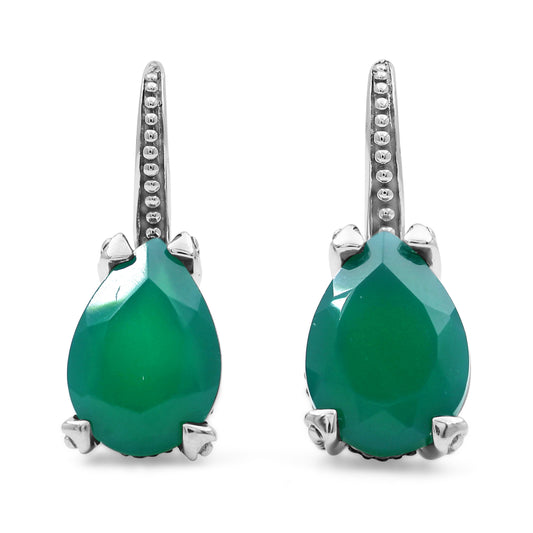 Garden of Stephen 10.45ct Green Onyx Earrings in Sterling Silver