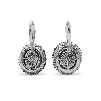 Garden of Stephen London Blue Topaz and Moon Quartz Earrings in Sterling Silver