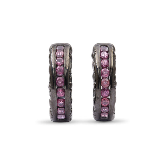 Garden of Stephen Rhodolite Garnet Hoop Earrings in Sterling Silver